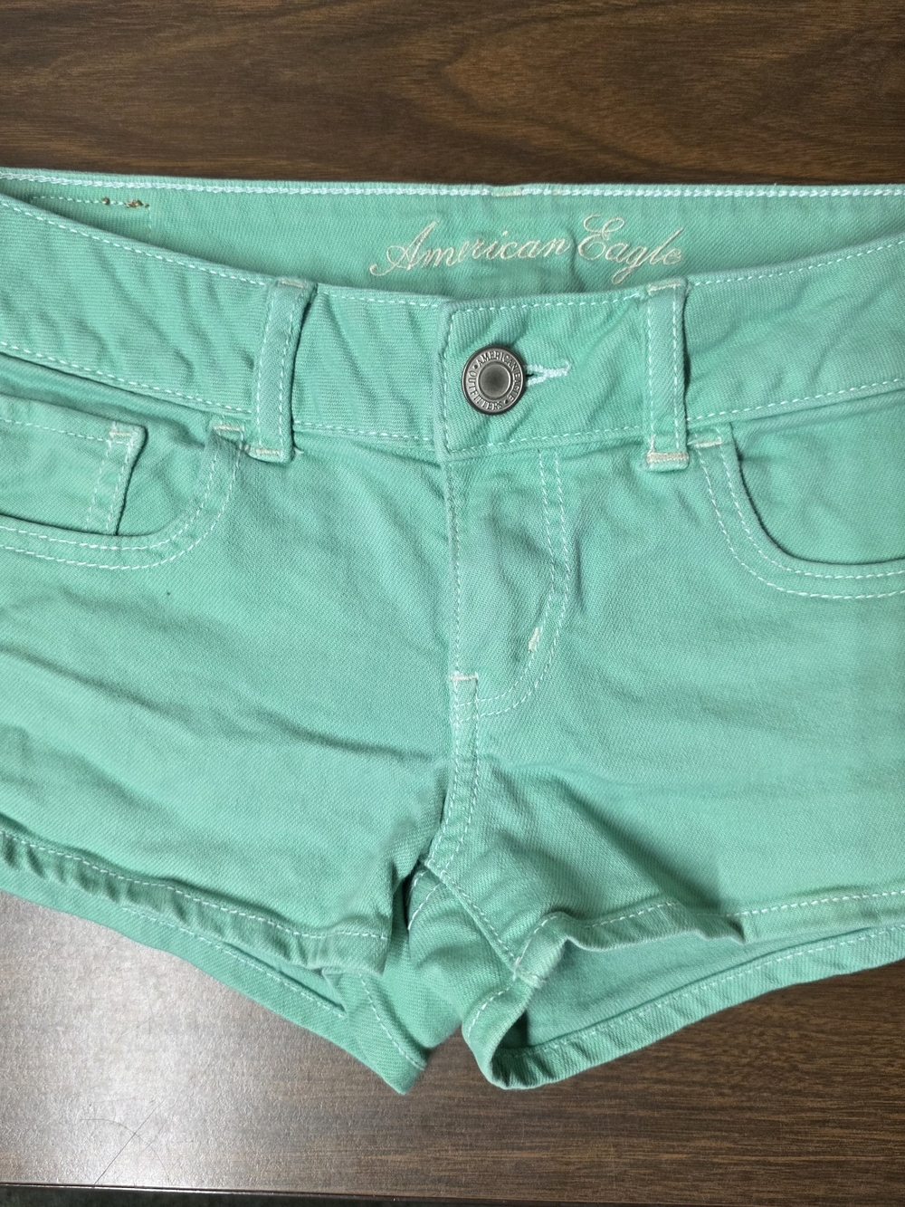 American Eagle Outfitters Women's Mint Green Denim Shorts